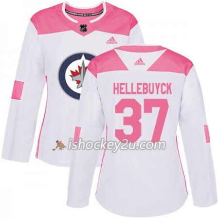 Dame NHL Winnipeg Jets Trøje Connor Hellebuyck 37 Adidas 2017-2018 Hvid Lyserød Fashion Authentic